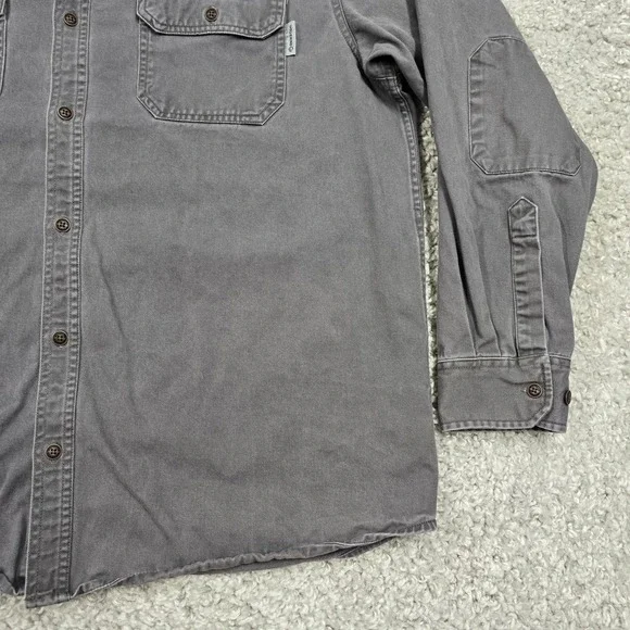 Wolverine Mens‎ Heavy Duty Button Down Work Shirt Gray Cotton Size XL Utility - Picture 2 of 10